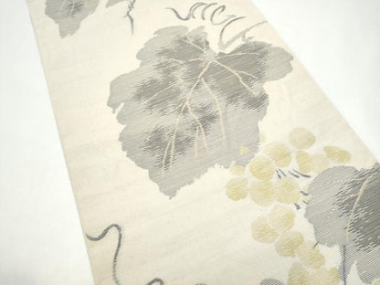 平和屋着物●六通柄　本袋帯　紬地　葡萄蔦の葉文　正絹　逸品　CABH4902hy