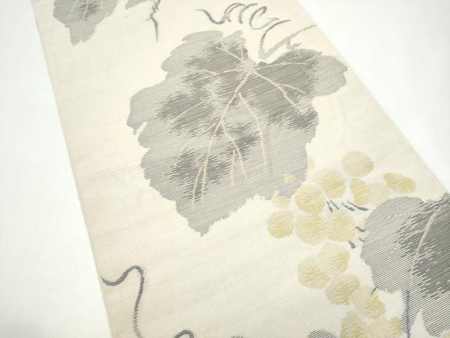 平和屋着物●六通柄　本袋帯　紬地　葡萄蔦の葉文　正絹　逸品　CABH4902hy