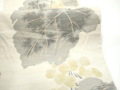 平和屋着物●六通柄　本袋帯　紬地　葡萄蔦の葉文　正絹　逸品　CABH4902hy