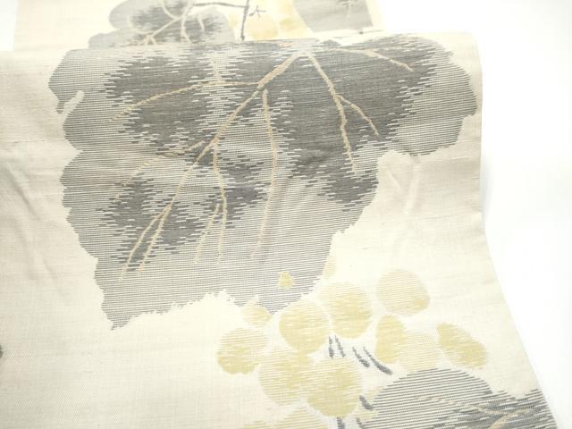 平和屋着物●六通柄　本袋帯　紬地　葡萄蔦の葉文　正絹　逸品　CABH4902hy