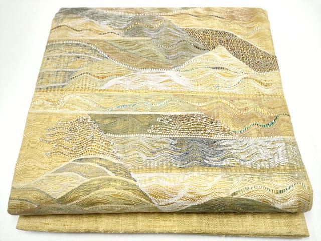 平和屋着物▽太鼓柄袋帯　スリーシーズン　春夏秋　櫛織　霞文　金銀糸　正絹　逸品　CABH4903hy