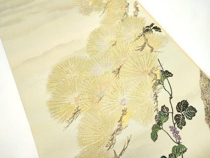 平和屋着物●六通柄袋帯　松寿菫風　金銀糸　正絹　逸品　CABH4905hy