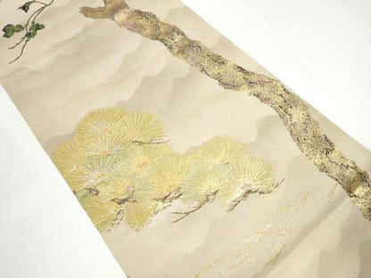 平和屋着物●六通柄袋帯　松寿菫風　金銀糸　正絹　逸品　CABH4905hy