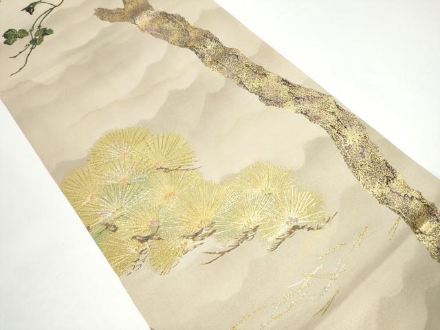 平和屋着物●六通柄袋帯　松寿菫風　金銀糸　正絹　逸品　CABH4905hy