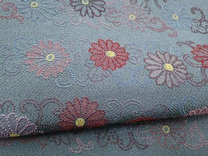 平和屋着物●中国三大刺繍　総相良刺繍　太鼓柄袋帯　伊と幸　菊唐草文　鬼しぼ縮緬　正絹　逸品　未使用　CABH4906hy