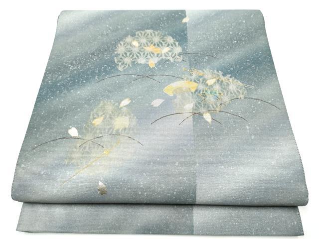 平和屋着物●太鼓柄袋帯　螺鈿箔　簪　櫛　雪輪舞花びら　金銀彩　やまと誂製　正絹　逸品　CABH4907hy