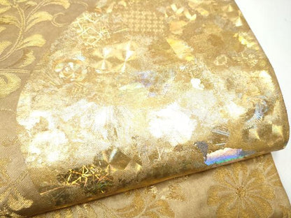 平和屋着物●金彩友禅作家　金彩の魔術師　堀省平　金煌織　六通柄袋帯　更紗花唐草文　金銀彩　正絹　逸品　CABH4909hy