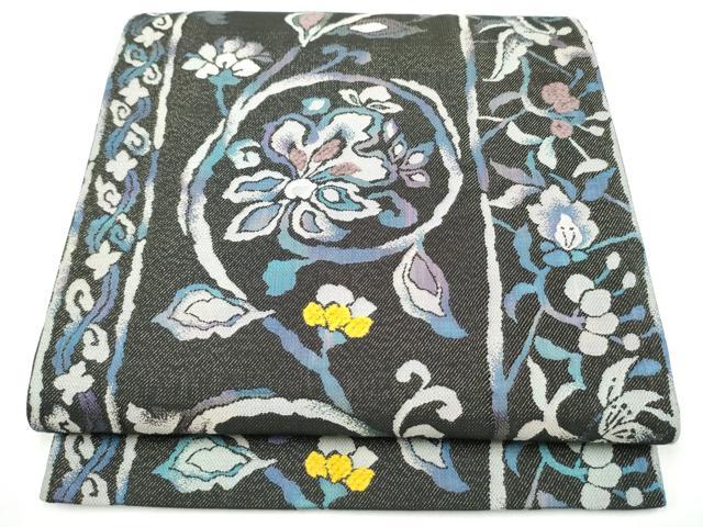 平和屋着物●六通柄袋帯　モール　花唐草文　貳重経織　金糸　正絹　逸品　CABH4916hy