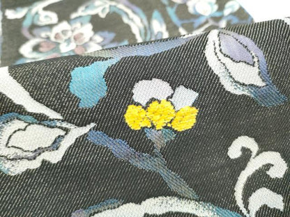 平和屋着物●六通柄袋帯　モール　花唐草文　貳重経織　金糸　正絹　逸品　CABH4916hy