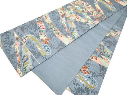 平和屋着物●西陣　白綾苑大庭　六通柄袋帯　花鳥文　金糸　正絹　逸品　CABH4918hy