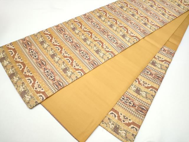 平和屋着物●六通柄袋帯　横段花唐草文　金銀糸　正絹　逸品　CABH4926hy