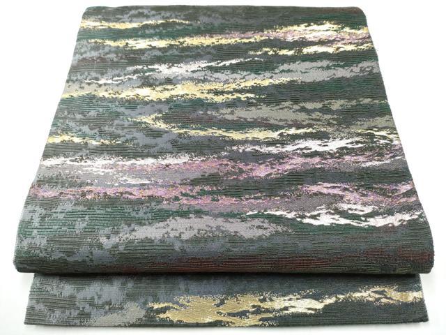 平和屋着物●六通柄袋帯　輪奈織　霞文　金糸　正絹　逸品　CABH4928hy