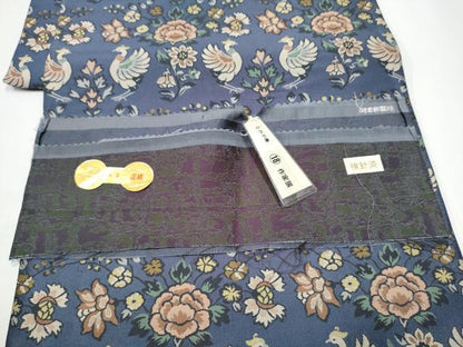 平和屋着物●西陣　とみや織物謹製　とみや帯　両面　六通柄袋帯　紹巴　向かい鳥花文　健勝苑扱い　証紙付き　正絹　逸品　CABH4929hy