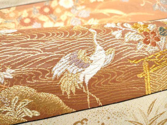 平和屋着物●六通柄袋帯　綴れ　飛鶴花文　金銀糸　正絹　逸品　CABH4933hy