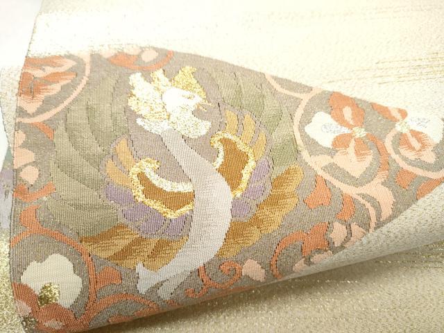 平和屋着物●爪掻き本綴れ　太鼓柄袋帯　裂取唐草文　金銀糸　正絹　逸品　CABH4935hy