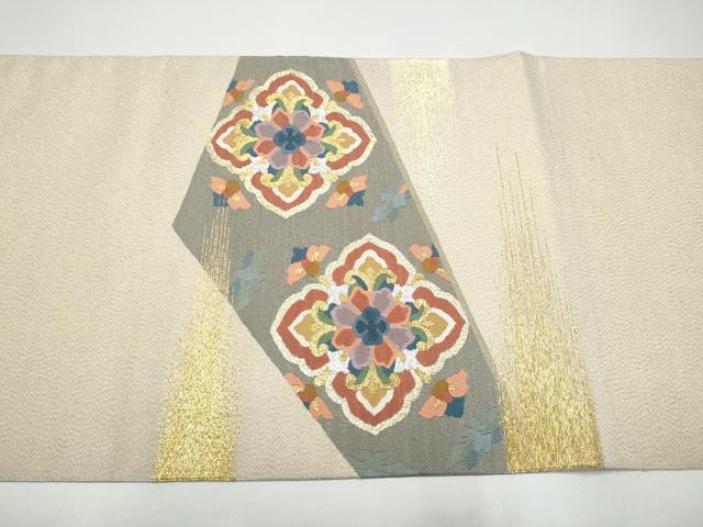 平和屋着物●爪掻き本綴れ　太鼓柄袋帯　裂取唐草文　金銀糸　正絹　逸品　CABH4935hy