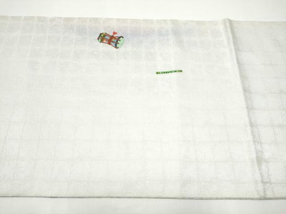 平和屋着物●太鼓柄袋帯　パッチワーク　人物文　金通し地　正絹　逸品　CABH4936hy