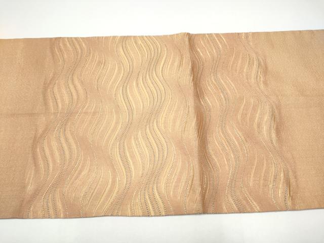 平和屋着物●太鼓柄袋帯　よろけ縞　金糸　正絹　逸品　CABH4937hy