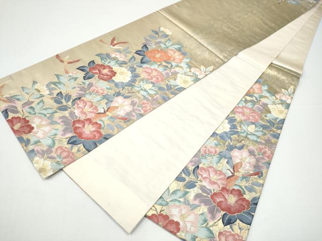 平和屋着物●六通柄袋帯　花鳥文　金糸　引箔　正絹　逸品　CABH4940hy