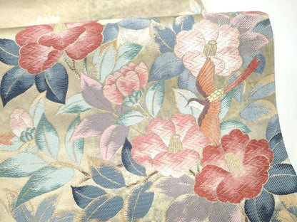 平和屋着物●六通柄袋帯　花鳥文　金糸　引箔　正絹　逸品　CABH4940hy