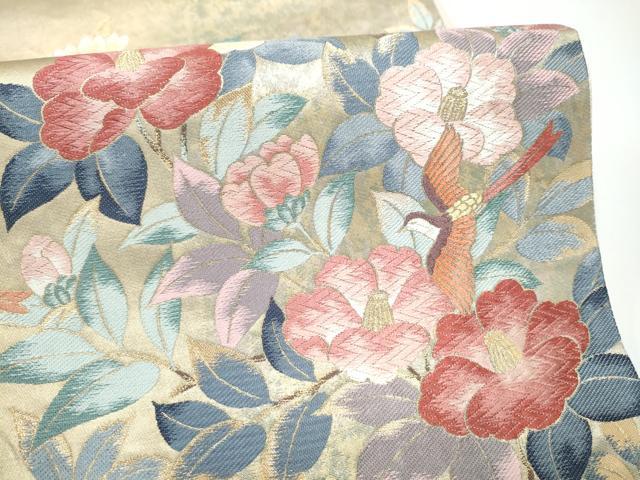 平和屋着物●六通柄袋帯　花鳥文　金糸　引箔　正絹　逸品　CABH4940hy