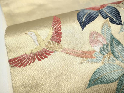 平和屋着物●六通柄袋帯　花鳥文　金糸　引箔　正絹　逸品　CABH4940hy
