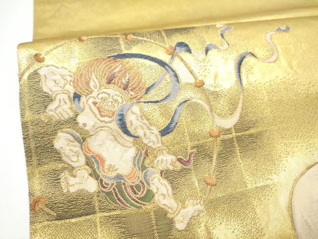 平和屋着物●太鼓柄袋帯　作家物　風神雷神図　金糸　正絹　逸品　CABH4949hy