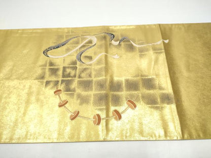 平和屋着物●太鼓柄袋帯　作家物　風神雷神図　金糸　正絹　逸品　CABH4949hy
