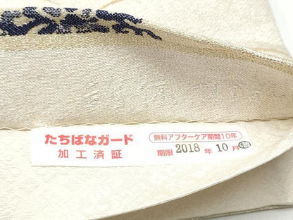 平和屋着物●全通柄袋帯　利休綴れ　藍　兎　花唐草文　金銀糸　正絹　逸品　CABH4957hy