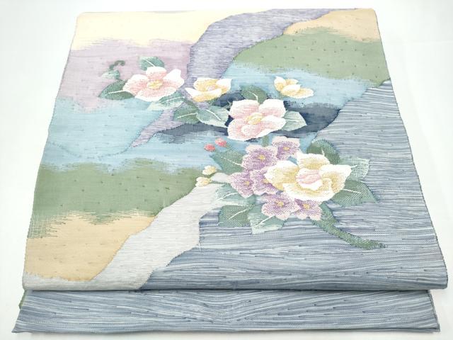 平和屋着物●太鼓柄袋帯　すくい織　枝花文　金銀糸　正絹　逸品　CABH4959hy