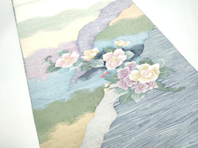 平和屋着物●太鼓柄袋帯　すくい織　枝花文　金銀糸　正絹　逸品　CABH4959hy
