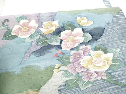 平和屋着物●太鼓柄袋帯　すくい織　枝花文　金銀糸　正絹　逸品　CABH4959hy
