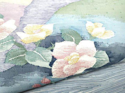 平和屋着物●太鼓柄袋帯　すくい織　枝花文　金銀糸　正絹　逸品　CABH4959hy