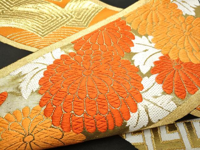 平和屋着物●西陣　川島織物　六通柄　本袋帯　唐織　吉祥花文　黒地　金糸　正絹　逸品　CABH4960hy