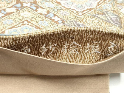 平和屋着物●六通柄袋帯　唐織　更紗桧垣文　金糸　正絹　逸品　CABH4962hy