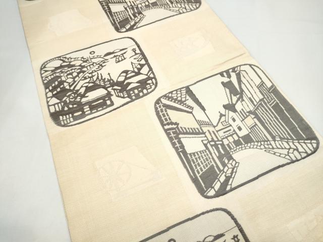 平和屋着物●名門木屋太　今河織物　皆川泰蔵　六通柄　本袋帯　色紙風景文　正絹　逸品　CABH4966hy