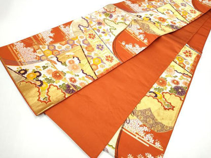 平和屋着物●西陣　河合美術織物謹製　六通柄袋帯　唐織　几帳花文　金糸　正絹　逸品　CABH4969hy