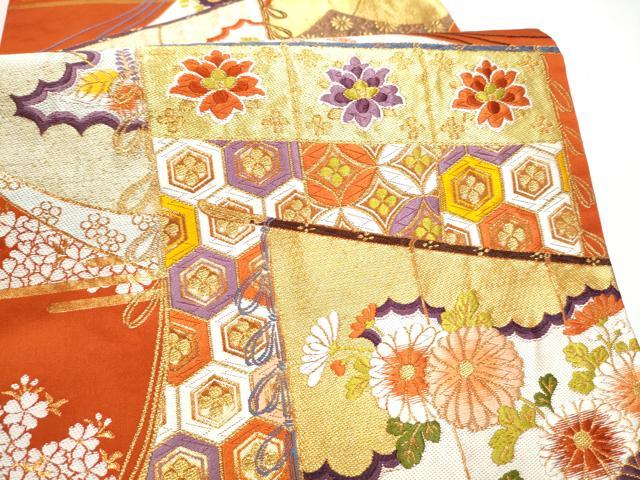 平和屋着物●西陣　河合美術織物謹製　六通柄袋帯　唐織　几帳花文　金糸　正絹　逸品　CABH4969hy