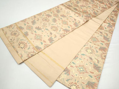 平和屋着物●織物一筋名門　織悦　全通柄　本袋帯　更紗花唐草文　金糸　正絹　逸品　CABH4974hy