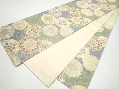 平和屋着物●六通柄袋帯　唐織　正倉院花文　金糸　正絹　逸品　CABH4988hy