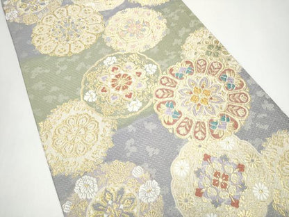 平和屋着物●六通柄袋帯　唐織　正倉院花文　金糸　正絹　逸品　CABH4988hy