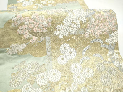 平和屋着物●六通柄袋帯　唐織　流水花文　金銀糸　正絹　逸品　CABH4994hy