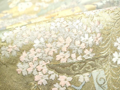 平和屋着物●六通柄袋帯　唐織　流水花文　金銀糸　正絹　逸品　CABH4994hy