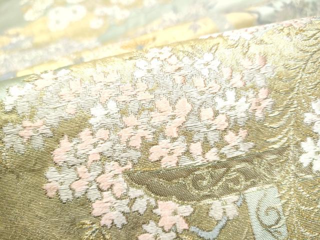 平和屋着物●六通柄袋帯　唐織　流水花文　金銀糸　正絹　逸品　CABH4994hy