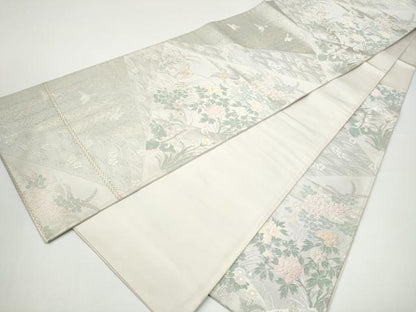 平和屋着物●六通柄袋帯　花鳥文　金銀糸　正絹　逸品　CABH4995hy