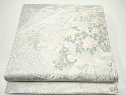 平和屋着物●六通柄袋帯　花鳥文　金銀糸　正絹　逸品　CABH4995hy