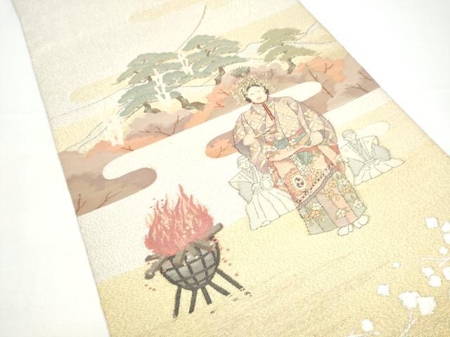 平和屋着物●爪掻き本綴れ　六通柄袋帯　人物風景文　金銀糸　正絹　逸品　CABH4996hy