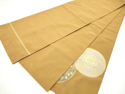 平和屋着物●爪掻き本綴れ　太鼓柄袋帯　絵皿花文　金銀糸　正絹　逸品　CABH4999hy