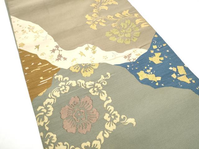 平和屋着物●爪掻き本綴れ　太鼓柄袋帯　更紗花唐草文　金糸　正絹　逸品　CABH5000hy