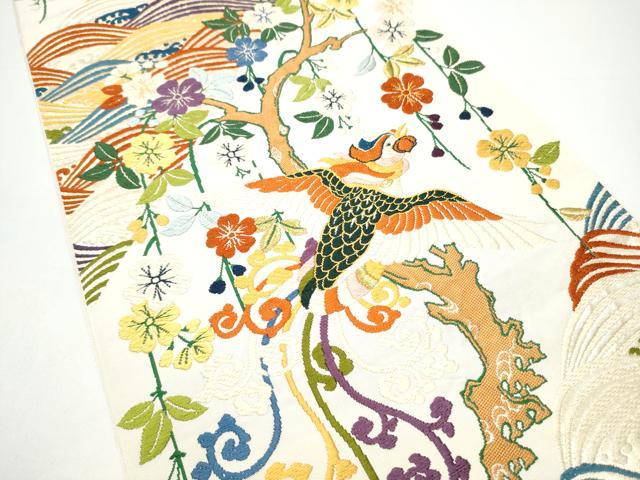 平和屋着物●六通柄　本袋帯　唐織　鳳凰花文　金糸　正絹　逸品　CABH5002hy